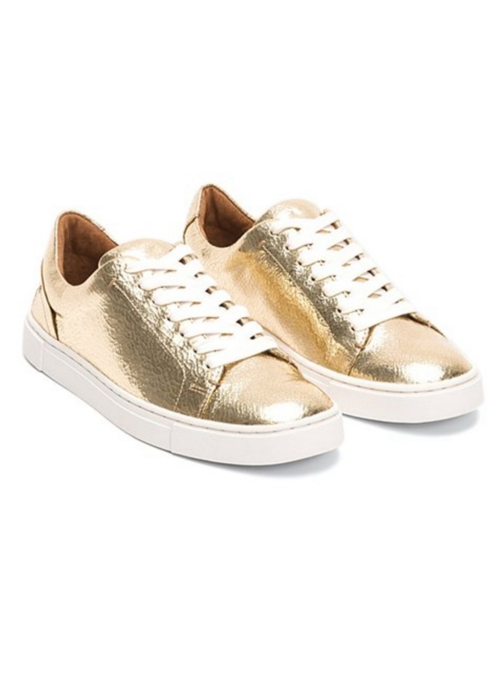 FRYE Ivy Low Leather Lace-Up Sneakers In Gold Size 9.5 EUC